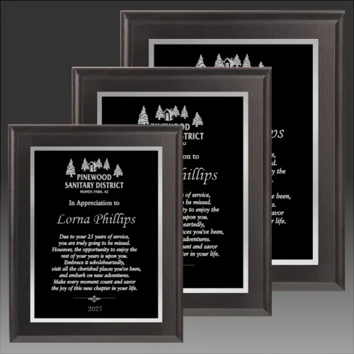 Black Plate backed by Silver Plate on Matte Black Plaque