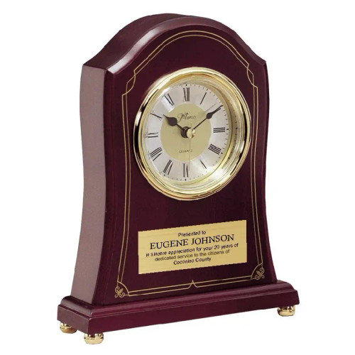 9" Wood Clock with Brass Feet