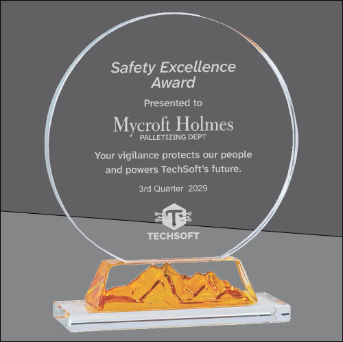 Gold "Peaks" Circle Crystal Award