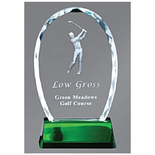 Crystal Oval Crystal with 3D Golfer
