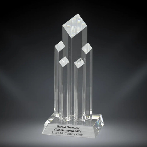 5 Column Diamond Column Crystal Award
