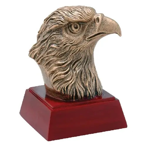 4" Tall Gold Eagle Head on Rosewood Colored Resin