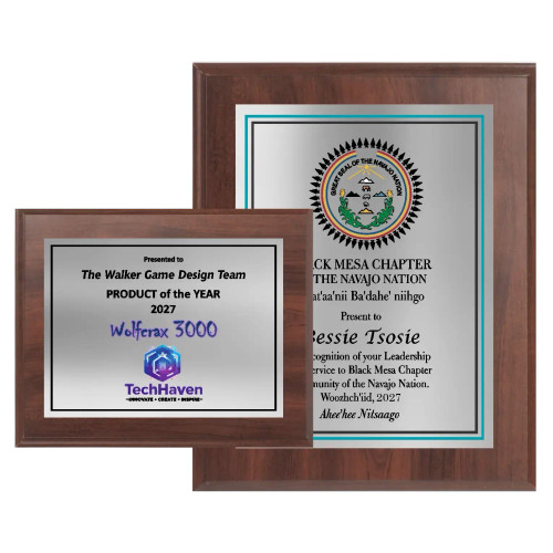 Digitally Color Printed Brushed Silver Plate on Cherry Finish