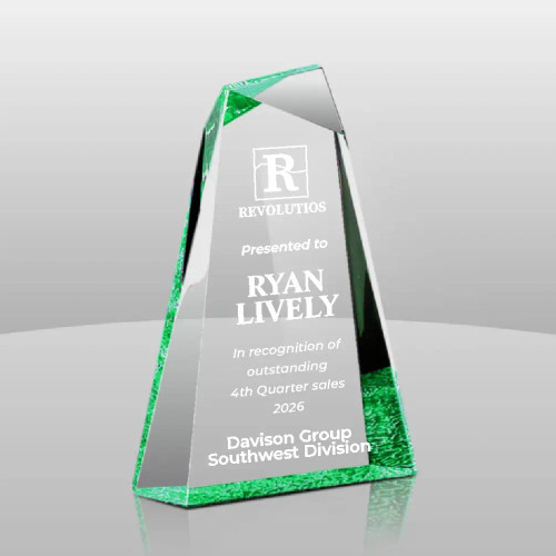 Green Pinnacle III Clear Acrylic Award