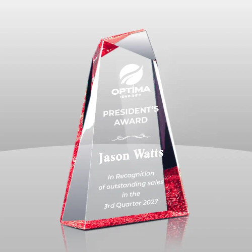 Red Pinnacle III Clear Acrylic Award