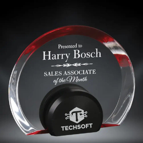 Red Halo Circle Clear Acrylic Award