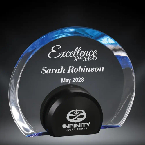 Blue Halo Circle Clear Acrylic Award