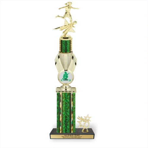 Classic Mascot Soccer Trophy with Side Trim