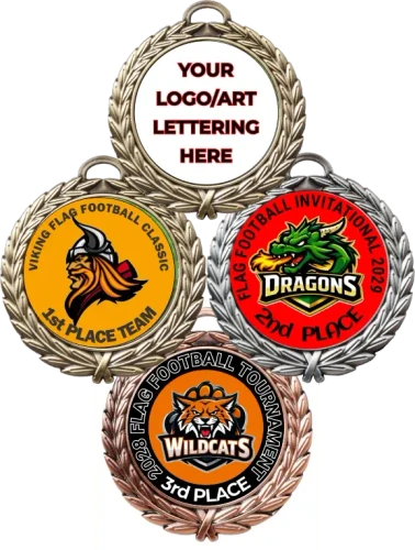 Wreath Custom Full Color Wreath Flag Football  Medallion