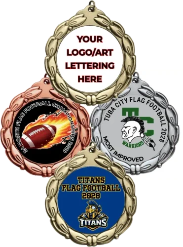 Bold Wreath Custom Full Color Flag Football Medallion