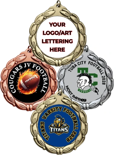 Bold Wreath Custom Full Color Football Medallion