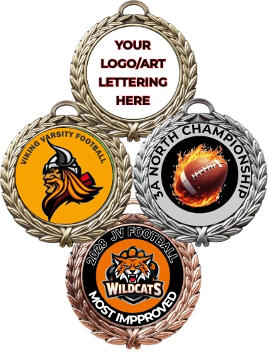 Wreath Custom Full Color Wreath Football  Medallion