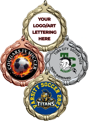 Bold Wreath Custom Full Color Soccer Medallion