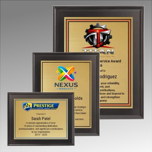 Digitally Color Printed Gold Plate on Black Plaque