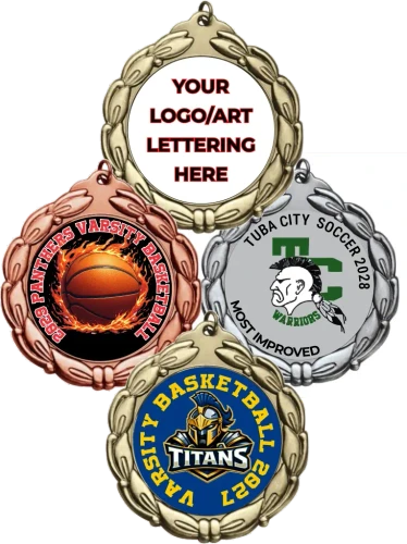 Bold Wreath Custom Full Color Basketball Medallion