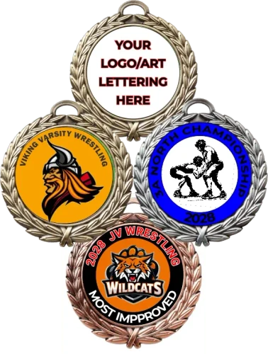 Wreath Custom Full Color Wreath Wrestling Medallion