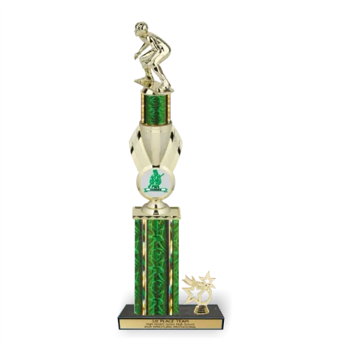 Classic Mascot Wrestling Trophy with Side Trim