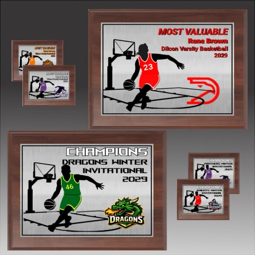 Digitally Color Printed Basketball Cherry Finish Plaque