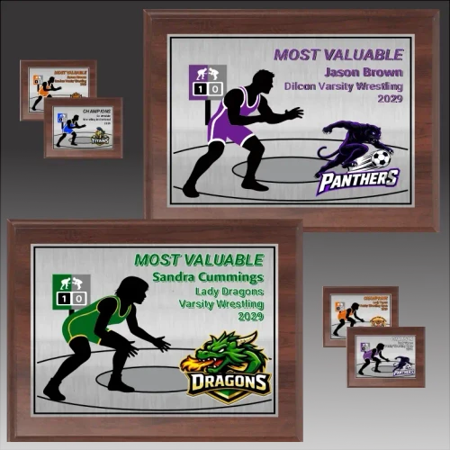 Digitally Color Printed Wrestling Cherry Finish Plaque