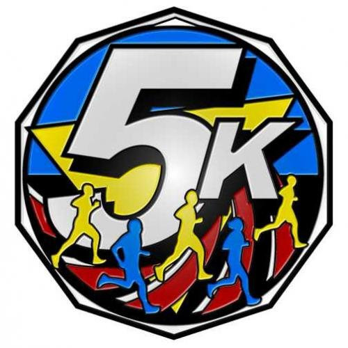 2"- "5K" Decagon Full Colored Enamel Medal - DCM695