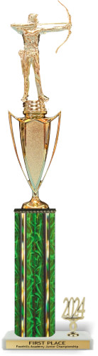 Traditional Rectangular Column Trophy with Riser and Side Trim - T2122