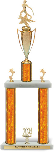 Traditional Dual Column Trophy with Top Column and Riser