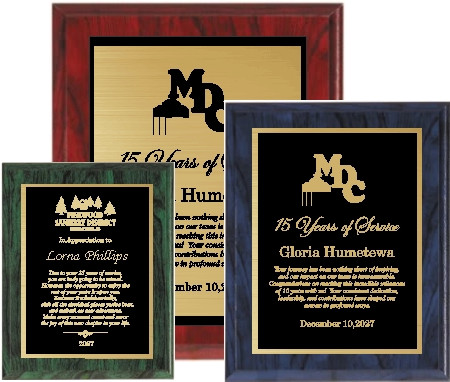 Colored Simulated Woodgrain Plaque