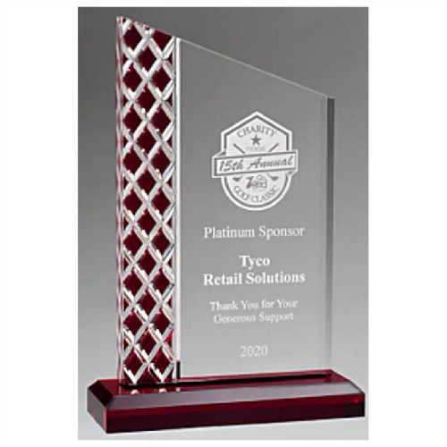 "Zenith" Series Clear Acrylic Acrylic with Lattice Pattern and Red Metallic Accent