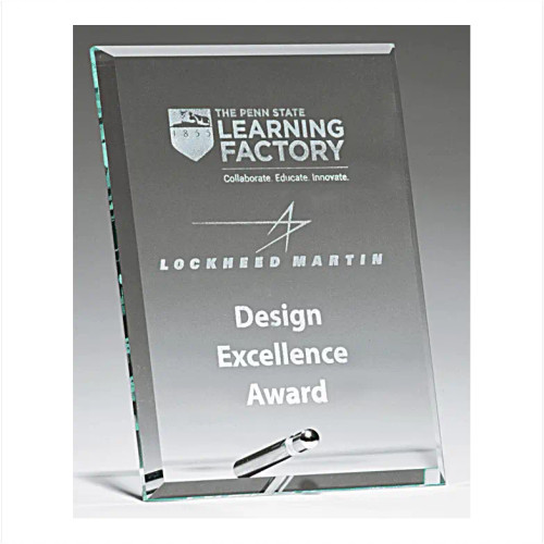 Clear Glass Award with Silver Plated Post