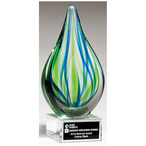 Blue and Green Art Glass Droplet