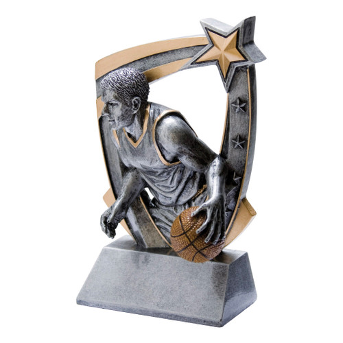 Basketball Male "3D Star" Resin Sculpture Trophy