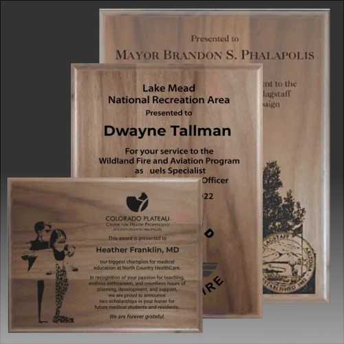 Laser Etched Walnut Recognition Plaque