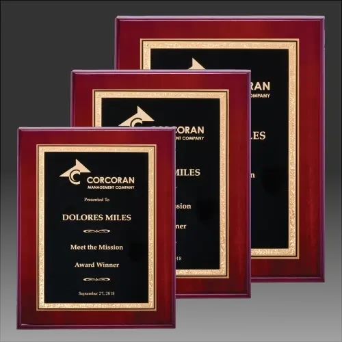 Rosewood High Gloss Plaque with Black/Gold Florentine Design Plate