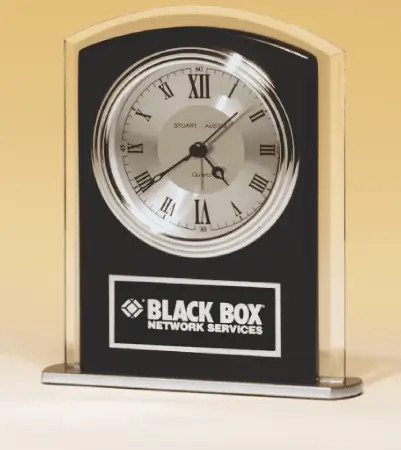 Beveled Glass with Wood Accent Clock