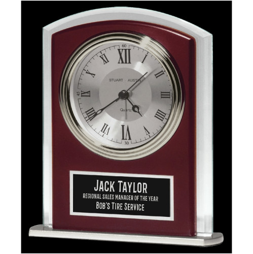 Beveled Glass with Wood Accent Clock