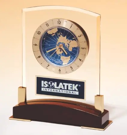 Glass Clock with World Time Dial