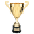 Gold Metal Cup Trophy on Black Base