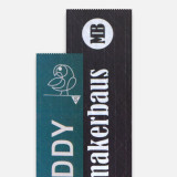 custom packaging tape sample—3-loop digital print on reinforced kraft (white/brown)