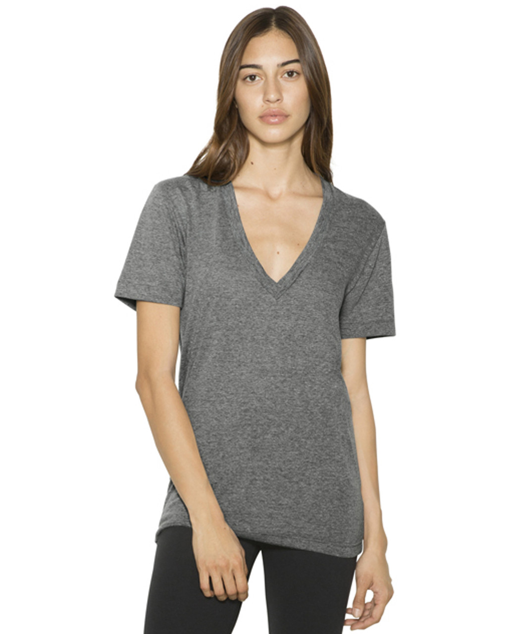 TR456W American Apparel Unisex Tri-Blend Short-Sleeve Deep V-Neck