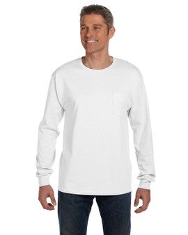 5596 Hanes Men's 6.1 oz. Tagless® Long-Sleeve Pocket T-Shirt