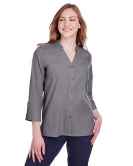 DG562W Devon & Jones Ladies' Crown Collection™ Stretch Pinpoint Chambray 3/4 Sleeve Blouse