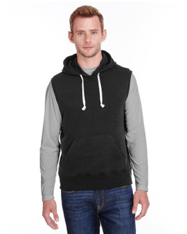 JA8877 J America Adult Triblend Fleece Sleeveless Hooded Sweatshirt