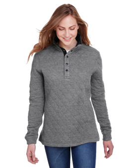 JA8891 J America Ladies' Quilted Snap Pullover