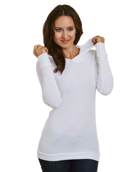 BA3425 Bayside 5 oz., Junior's Long-Sleeve Thermal Hoodie T-Shirt