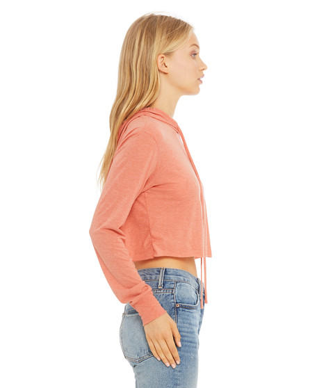 8512 Bella + Canvas Ladies' Cropped Long Sleeve Hooded T-Shirt, view 2