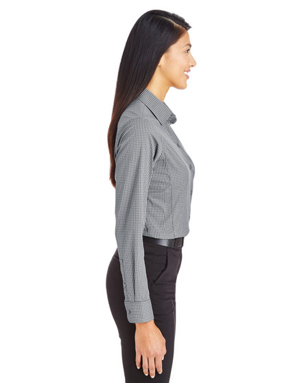 DG535W Devon & Jones CrownLux Performance™ Ladies' Tonal Mini Check Shirt, view 2