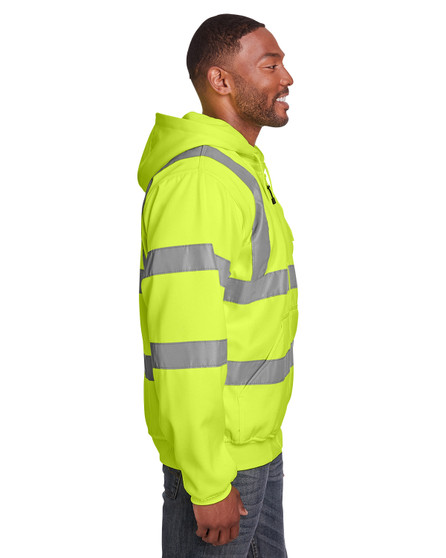 HVF021 Berne Men's Hi-Vis Class 3 Lined Full-Zip Hooded Sweatshirt, view 2