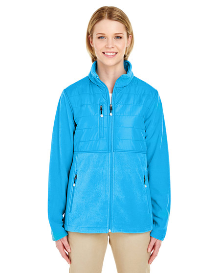 8493 UltraClub Ladies' Fleece Jacket with Quilted Yoke Overlay 8493 UltraClub Ladies' Fleece Jacket with Quilted Yoke Overlay