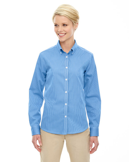 77041 North End Ladies' Establish Wrinkle-Resistant Cotton Blend Dobby Stripe Shirt