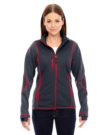 78681 North End Ladies' Pulse Textured Bonded Fleece Jacket with Print
